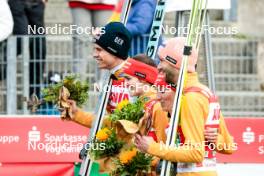 06.10.2024, Klingenthal, Germany (GER): Pius Paschke (GER), Katharina Schmid (GER), Andreas Wellinger (GER), Selina Freitag (GER), (l-r) - Summer Grand Prix ski jumping, mixed team HS140, Klingenthal (GER). www.nordicfocus.com. © Volk/NordicFocus. Every downloaded picture is fee-liable