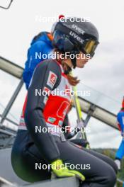 06.10.2024, Klingenthal, Germany (GER): Emma Chervet (FRA) - Summer Grand Prix ski jumping, mixed team HS140, Klingenthal (GER). www.nordicfocus.com. © Volk/NordicFocus. Every downloaded picture is fee-liable