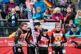 06.10.2024, Klingenthal, Germany (GER): Halvor Egner Granerud (NOR), Marius Lindvik (NOR), Thea Minyan Bjoerseth (NOR), Eirin Maria Kvandal (NOR), (l-r)  - Summer Grand Prix ski jumping, mixed team HS140, Klingenthal (GER). www.nordicfocus.com. © Volk/NordicFocus. Every downloaded picture is fee-liable