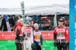 06.10.2024, Klingenthal, Germany (GER): Lisa Eder (AUT), Daniel Tschofenig (AUT), Jacqueline Seifriedsberger (AUT), Jan Hoerl (AUT), (l-r)  - Summer Grand Prix ski jumping, mixed team HS140, Klingenthal (GER). www.nordicfocus.com. © Volk/NordicFocus. Every downloaded picture is fee-liable