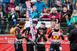 06.10.2024, Klingenthal, Germany (GER): Halvor Egner Granerud (NOR), Marius Lindvik (NOR), Thea Minyan Bjoerseth (NOR), Eirin Maria Kvandal (NOR), (l-r)  - Summer Grand Prix ski jumping, mixed team HS140, Klingenthal (GER). www.nordicfocus.com. © Volk/NordicFocus. Every downloaded picture is fee-liable