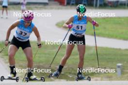 17.07.2024, Madona, Latvia (LAT): Anastasiia Nekrasova (UKR),  Kaidy Kaasiku (EST) - FIS Rollerski World Cup, interval, Madona (LAT). www.nordicfocus.com. © Koksarovs/NordicFocus. Every downloaded picture is fee-liable.