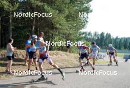 17.07.2024, Madona, Latvia (LAT): Raimo Vigants (LAT), Hermann Skram Botterud (NOR), Erik Fransson (SWE) - FIS Rollerski World Cup, interval, Madona (LAT). www.nordicfocus.com. © Koksarovs/NordicFocus. Every downloaded picture is fee-liable.