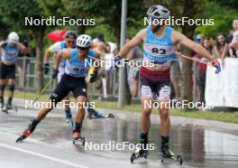 21.07.2024, Madona, Latvia (LAT): Riccardo Lorenzo Masiero (ITA), Raimo Vigants (LAT) - FIS Rollerski World Cup, mass, Madona (LAT). www.nordicfocus.com. © Koksarovs/NordicFocus. Every downloaded picture is fee-liable.