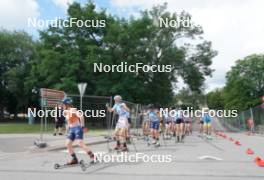 21.07.2024, Madona, Latvia (LAT):  Anna Maria Ghiddi (ITA), Johana Holmberg (SWE), Maria Invernizzi (ITA) - FIS Rollerski World Cup, mass, Madona (LAT). www.nordicfocus.com. © Koksarovs/NordicFocus. Every downloaded picture is fee-liable.