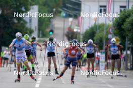 21.07.2024, Madona, Latvia (LAT):  Anna Maria Ghiddi (ITA), Johanna Holmberg (SWE), Darya Kim (KAZ) - FIS Rollerski World Cup, mass, Madona (LAT). www.nordicfocus.com. © Koksarovs/NordicFocus. Every downloaded picture is fee-liable.