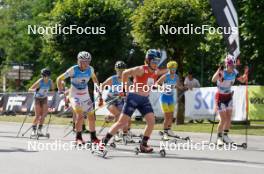 21.07.2024, Madona, Latvia (LAT): Johana Holmberg (SWE), Anna Maria Ghiddi (ITA), Linda Kaparkaleja (LAT) - FIS Rollerski World Cup, mass, Madona (LAT). www.nordicfocus.com. © Koksarovs/NordicFocus. Every downloaded picture is fee-liable.