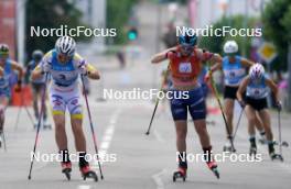 21.07.2024, Madona, Latvia (LAT): Johanna Holmberg (SWE), Anna Maria Ghiddi (ITA) - FIS Rollerski World Cup, mass, Madona (LAT). www.nordicfocus.com. © Koksarovs/NordicFocus. Every downloaded picture is fee-liable.