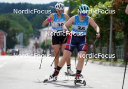 21.07.2024, Madona, Latvia (LAT): Mariya Gerachshenko (KAZ), Anastasiia Nekrasova ((UKR) - FIS Rollerski World Cup, mass, Madona (LAT). www.nordicfocus.com. © Koksarovs/NordicFocus. Every downloaded picture is fee-liable.