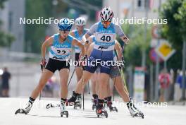 21.07.2024, Madona, Latvia (LAT): Anastasiia Nikon (UKR), Albas Mortagna (ITA) - FIS Rollerski World Cup, mass, Madona (LAT). www.nordicfocus.com. © Koksarovs/NordicFocus. Every downloaded picture is fee-liable.