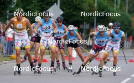 21.07.2024, Madona, Latvia (LAT): Linn Soemskar (SWE),  Patricija Eiduka (LAT), Ebba Stenman (SWE) - FIS Rollerski World Cup, mass, Madona (LAT). www.nordicfocus.com. © Koksarovs/NordicFocus. Every downloaded picture is fee-liable.