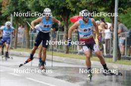 21.07.2024, Madona, Latvia (LAT): Riccardo Lorenzo Masiero (ITA), Raimo Vigants (LAT) - FIS Rollerski World Cup, mass, Madona (LAT). www.nordicfocus.com. © Koksarovs/NordicFocus. Every downloaded picture is fee-liable.