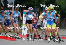 21.07.2024, Madona, Latvia (LAT): Viktoriia Petliuk (UKR), Darya Kim (KAZ), Yevheniia Murach (UKR) - FIS Rollerski World Cup, mass, Madona (LAT). www.nordicfocus.com. © Koksarovs/NordicFocus. Every downloaded picture is fee-liable.