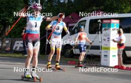 20.07.2024, Madona, Latvia (LAT): Linda Kaparkaleja (LAT), Johanna Holmberg (SWE), Anna Maria Ghiddi (ITA) - FIS Rollerski World Cup, sprint, Madona (LAT). www.nordicfocus.com. © Koksarovs/NordicFocus. Every downloaded picture is fee-liable.