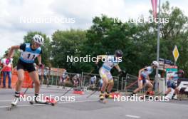 20.07.2024, Madona, Latvia (LAT): Mariya Gerachshenko (KAZ), Ebba Stenman (SWE), Samanta Krampe (LAT) - FIS Rollerski World Cup, sprint, Madona (LAT). www.nordicfocus.com. © Koksarovs/NordicFocus. Every downloaded picture is fee-liable.