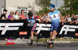 20.07.2024, Madona, Latvia (LAT): Jostein Olafsen (NOR), Michele Valerio (ITA) - FIS Rollerski World Cup, sprint, Madona (LAT). www.nordicfocus.com. © Koksarovs/NordicFocus. Every downloaded picture is fee-liable.