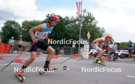 20.07.2024, Madona, Latvia (LAT): Mykolas Barcys (LTU), Jonahan Lindberg (SWE) - FIS Rollerski World Cup, sprint, Madona (LAT). www.nordicfocus.com. © Koksarovs/NordicFocus. Every downloaded picture is fee-liable.