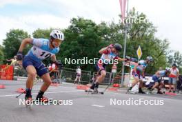 20.07.2024, Madona, Latvia (LAT): Racardo Masiero (ITA), Jostein Olafsen (NOR), Raimo Vigants (LAT) - FIS Rollerski World Cup, sprint, Madona (LAT). www.nordicfocus.com. © Koksarovs/NordicFocus. Every downloaded picture is fee-liable.