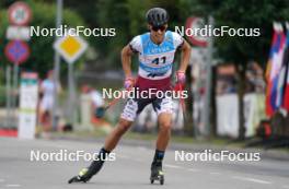 20.07.2024, Madona, Latvia (LAT): Davis Kalnins (LAT) - FIS Rollerski World Cup, sprint, Madona (LAT). www.nordicfocus.com. © Koksarovs/NordicFocus. Every downloaded picture is fee-liable.