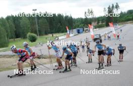 18.07.2024, Madona, Latvia (LAT): Andreas Bergsland (NOR), Erik Fransson (SWE), Martin Himma (EST) - FIS Rollerski World Cup, team sprint, Madona (LAT). www.nordicfocus.com. © Koksarovs/NordicFocus. Every downloaded picture is fee-liable.