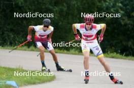 18.07.2024, Madona, Latvia (LAT): Ville Jutterdal (SWE) Davis Kalnins (LAT) - FIS Rollerski World Cup, team sprint, Madona (LAT). www.nordicfocus.com. © Koksarovs/NordicFocus. Every downloaded picture is fee-liable.