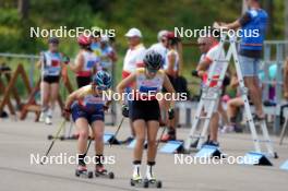 18.07.2024, Madona, Latvia (LAT): Daryna Myhal (UKR), Anna Ghiddi (ITA) - FIS Rollerski World Cup, team sprint, Madona (LAT). www.nordicfocus.com. © Koksarovs/NordicFocus. Every downloaded picture is fee-liable.