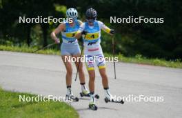 18.07.2024, Madona, Latvia (LAT): Jahanna Holmberg (SWE), Teesi Tuul (EST) - FIS Rollerski World Cup, team sprint, Madona (LAT). www.nordicfocus.com. © Koksarovs/NordicFocus. Every downloaded picture is fee-liable.