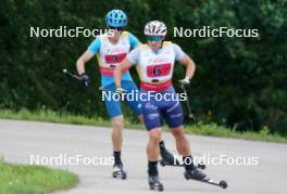 18.07.2024, Madona, Latvia (LAT): Carlo Cantaloni (ITA), Nazarii Teselskyi (UKR) - FIS Rollerski World Cup, team sprint, Madona (LAT). www.nordicfocus.com. © Koksarovs/NordicFocus. Every downloaded picture is fee-liable.