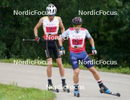 18.07.2024, Madona, Latvia (LAT): Tommaso Tozzi (ITA), Matas Grazys (LTU) - FIS Rollerski World Cup, team sprint, Madona (LAT). www.nordicfocus.com. © Koksarovs/NordicFocus. Every downloaded picture is fee-liable.