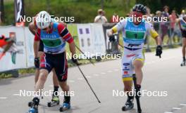 18.07.2024, Madona, Latvia (LAT): Herman Skram Botterud (NOR) Simon Karlsson (SWE)  - FIS Rollerski World Cup, team sprint, Madona (LAT). www.nordicfocus.com. © Koksarovs/NordicFocus. Every downloaded picture is fee-liable.