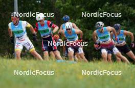 18.07.2024, Madona, Latvia (LAT): Simon Karlsson (SWE), Herman Skram Botterud (NOR), Niks Saulitis (LAT), Raimo Vigants (LAT) - FIS Rollerski World Cup, team sprint, Madona (LAT). www.nordicfocus.com. © Koksarovs/NordicFocus. Every downloaded picture is fee-liable.