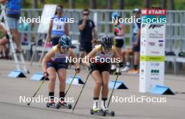 18.07.2024, Madona, Latvia (LAT): Daryna Myhal (UKR), Anna Ghiddi (ITA) - FIS Rollerski World Cup, team sprint, Madona (LAT). www.nordicfocus.com. © Koksarovs/NordicFocus. Every downloaded picture is fee-liable.