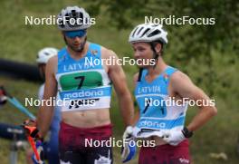 18.07.2024, Madona, Latvia (LAT): Raimo Vigants (LAT), Lauris Kaparkalejs (LAT) - FIS Rollerski World Cup, team sprint, Madona (LAT). www.nordicfocus.com. © Koksarovs/NordicFocus. Every downloaded picture is fee-liable.