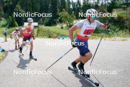 18.07.2024, Madona, Latvia (LAT): Carlo Cantaloni (ITA), Bruno Bilans (LAT), Ville Jutterdal (SWE) - FIS Rollerski World Cup, team sprint, Madona (LAT). www.nordicfocus.com. © Koksarovs/NordicFocus. Every downloaded picture is fee-liable.