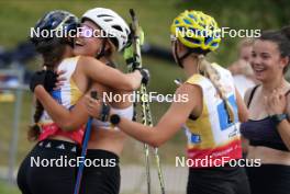 18.07.2024, Madona, Latvia (LAT): Yevheniia Murach (UKR), Mariia Pavlenko (UKR) - FIS Rollerski World Cup, team sprint, Madona (LAT). www.nordicfocus.com. © Koksarovs/NordicFocus. Every downloaded picture is fee-liable.