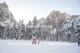 13.01.2024, Sexten, Italy (ITA): Athletes doing warmup   - Ski Classics 3 Zinnen Ski Marathon - Sexten (ITA). www.nordicfocus.com. © Vanzetta/NordicFocus. Every downloaded picture is fee-liable.