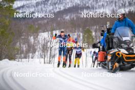 07.04.2024, Bardufoss-Finnsnes, Norway (NOR): Max Novak (SWE), Johan Hoel (NOR), Amund Riege (NOR), (l-r) - Ski Classics Summit 2 Senja, Bardufoss-Finnsnes (NOR). www.nordicfocus.com. © Reichert/NordicFocus. Every downloaded picture is fee-liable.