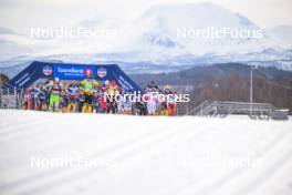 07.04.2024, Bardufoss-Finnsnes, Norway (NOR): Thomas Bing (GER), Amund Hoel (NOR), Johan Hoel (NOR), Thomas Oedegaarden (NOR), Stanislav Rezac (CZE), (l-r) - Ski Classics Summit 2 Senja, Bardufoss-Finnsnes (NOR). www.nordicfocus.com. © Reichert/NordicFocus. Every downloaded picture is fee-liable.