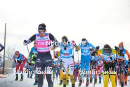 07.04.2024, Bardufoss-Finnsnes, Norway (NOR): Karolina Hedenstroem (SWE), Magni Smedaas (NOR), Hedda Bangman (SWE), Hanna Lodin (SWE), (l-r) - Ski Classics Summit 2 Senja, Bardufoss-Finnsnes (NOR). www.nordicfocus.com. © Reichert/NordicFocus. Every downloaded picture is fee-liable.