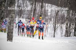 07.04.2024, Bardufoss-Finnsnes, Norway (NOR): Max Novak (SWE), Johan Hoel (NOR), Amund Riege (NOR), Petter Stakston (NOR), (l-r) - Ski Classics Summit 2 Senja, Bardufoss-Finnsnes (NOR). www.nordicfocus.com. © Reichert/NordicFocus. Every downloaded picture is fee-liable.